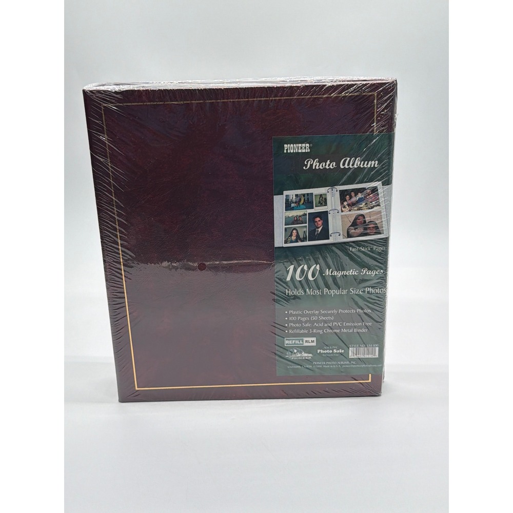 Pioneer Photo Album Burgundy Gold Trim 100 Magnetic Pages Refillable LM-100 NEW